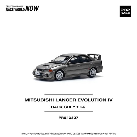Pop Race Mitsubishi Lancer Evolution IV Dark Grey 1:64 Açılır Kaputlu Model Araba PR64-327
