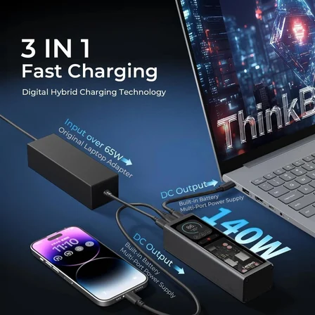 LENOVO ThinkPlus 20.000mAh 140W Taşınabilir Powerbank Siyah QX51S12147