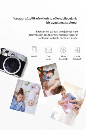 Hanin Taşınabilir Kablosuz Mini Fotoğraf Yazıcı Bluetooth Anında Baskı 5 Adet Fotoğraf Kağıdı Hediyeli
