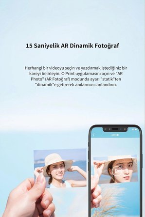 Hanin Taşınabilir Kablosuz Mini Fotoğraf Yazıcı Bluetooth Anında Baskı 5 Adet Fotoğraf Kağıdı Hediyeli