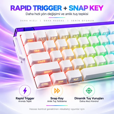 AKKO Veekos Shine60 HE %60 Flash Manyetik Switch 8K Hz Hall Effect Hotswap RGB İngilizce Mekanik Gaming Klavye