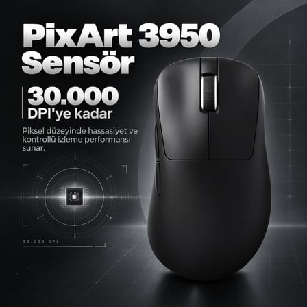 AKKO Nest Black 8K Hz PixArt 3950 Sensör Kablosuz Gaming Mouse