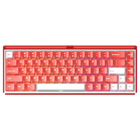 AKKO RAY68 HE Misty Red White %65 AstroAim Manyetik Switch 8K Hz Hall Effect Hotswap ARGB Kablosuz İngilizce Gaming Klavye