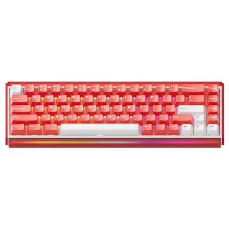AKKO RAY68 HE Misty Red White %65 AstroAim Manyetik Switch 8K Hz Hall Effect Hotswap ARGB Kablosuz İngilizce Gaming Klavye