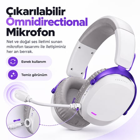 AKKO GH300 White 7.1 Sanal Surround Kablosuz Gaming Kulaklık