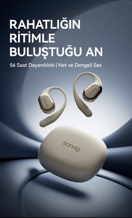 SANAG C16S Bej – Kablosuz Kulaklık, Bluetooth 6.0, HD Ses, Uzun Pil