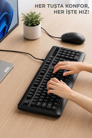 Lenovo Kablolu Q Klavye Mouse Seti KM290 Siyah