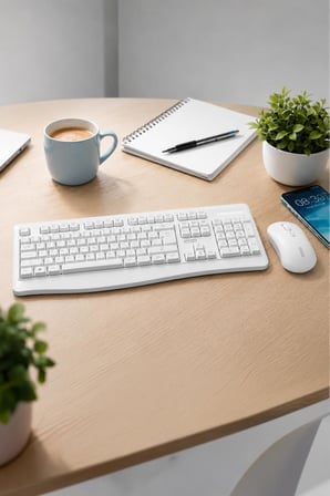 Lenovo Usb Alıcılı Kablosuz Q Klavye Mouse Seti KN230 Beyaz