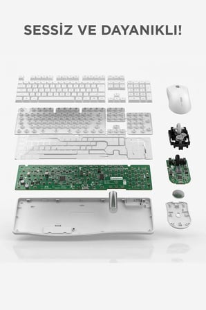 Lenovo Usb Alıcılı Kablosuz Q Klavye Mouse Seti KN230 Beyaz