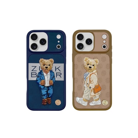 ZuckBear  iPhone 17 Pro Max Kılıf 3D PU Deri Nakışlı Gentleman Paris Kapak