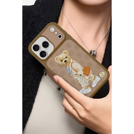 ZuckBear  iPhone 17 Pro Max Kılıf 3D PU Deri Nakışlı Gentleman Paris Kapak
