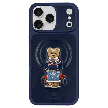 ZuckBear iPhone 17 Pro Max Kılıf 3D Figürlü Pu Deri Yüzey Manyetik Şarj Destekli Kapak Aristo
