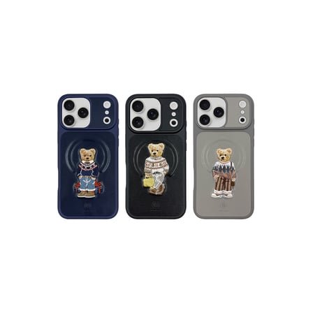 ZuckBear iPhone 17 Pro Max Kılıf 3D Figürlü Pu Deri Yüzey Manyetik Şarj Destekli Kapak Aristo