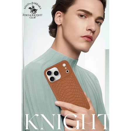 Santa Barbara Polo Racquet Club  iPhone 17 Pro Kılıf Pu Deri Timsah Tasarım Business Knight Kapak