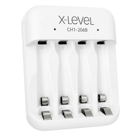 X-LEVEL CH1-206B 4 Yuvalı USB-C Girişli Akıllı AA/AAA Ni-MH Hızlı Pil Şarj Cihazı
