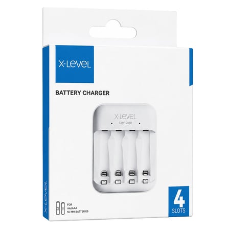 X-LEVEL CH1-206B 4 Yuvalı USB-C Girişli Akıllı AA/AAA Ni-MH Hızlı Pil Şarj Cihazı
