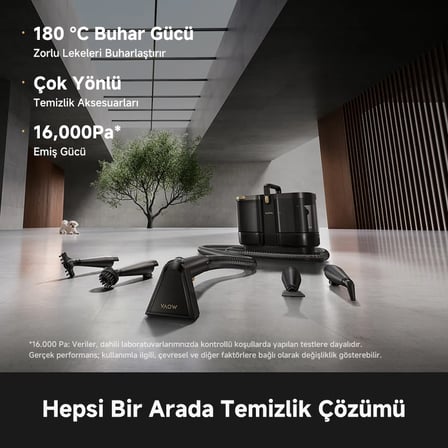 MOVA S10 Çok Amaçlı Buharlı Temizleyici, 9 Farklı Başlık, 180 °C Yüksek Sıcaklıkta Buhar, 16.000 Pa Emiş Gücü, Kimyasal Kullanmadan Temizlik