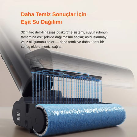 25.000Pa 100℃ Islak Kuru Şarjlı Süpürge | Vakum + Mop | Akıllı, Kendini Temizleme Özellikli D800