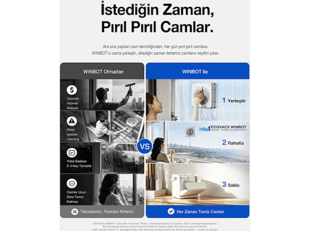 ECOVACS Winbot W2S Pro Omni Cam Silme Robotu Gri