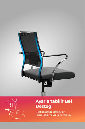 ErgoLife Sit Air 24/7 M4-281K - Fileli, Krom, Tekerlekli, Toplantı, Ofis, Bekleme Sandalyesi - 697.5D.1.2A2