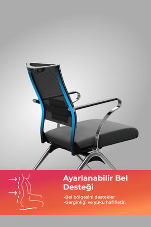 ErgoLife Sit Air 24/7 M4-281K - Fileli, Krom, Tekerlekli, Toplantı, Ofis, Bekleme Sandalyesi - 697.5D.1.662