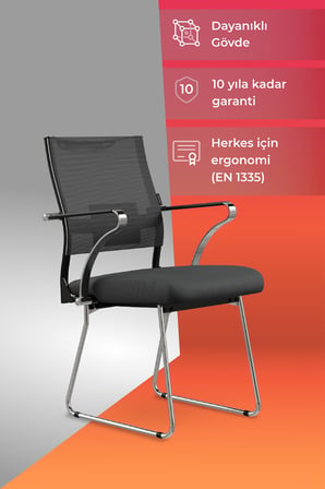 ErgoLife Sit Air 24/7 M4-281K - Fileli, Krom, Toplantı odası, Bekleme Sandalyesi - 697.5D.1.6A4