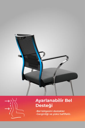 ErgoLife Sit Air 24/7 M4-281K - Fileli, Krom, Toplantı odası, Bekleme Sandalyesi - 697.5D.1.6A4