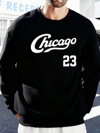 Chicago Number 23 Baskı Spor Temelleri Sokak Giyimi Erkek Günlük Moda Kazak Büyük Beden Bol K