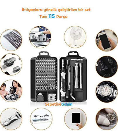 Sepetinegelsin 115 Parça Elektronikçi Tornavida Seti