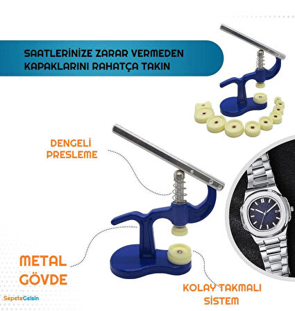 Sepetegelsin Saat Arka Kapak Kapatma Saat Pres Seti 12 Kalıplı Metal Gövde