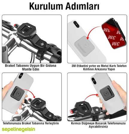 Sepetinegelsin 146A 360 Derece Dönen Bisiklet Gidonu Telefon Tutucu Stand