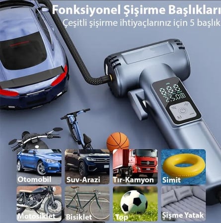 Sepetinegelsin ST-5530 Dijital Şarjlı Araç Lastik Hava Şişirme Pompası Penere Kırıcı