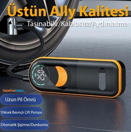 Sepetinegelsin ST-5520 Dijital Basınç Göstergeli Oto Lastik Şişirme Pompası Hava Kompresörü