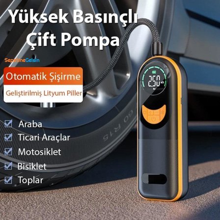 Sepetinegelsin ST-5520 Dijital Basınç Göstergeli Oto Lastik Şişirme Pompası Hava Kompresörü