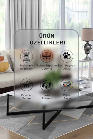Yıkanabilir Kaymaz Taban Dijital Baskılı Halı ve Yolluk – Leke Tutmaz Salon & Mutfak Halısı