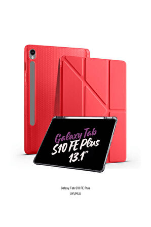Galaxy Tab S10 FE Plus Uyumlu 13.1 inç Kalem Bölmeli Standlı Tri Folding Tablet Kılıfı