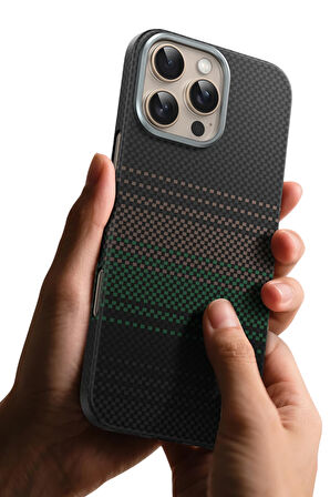 Fuchsia iPhone 16 Pro Max Kevlar Manyetik Şarj Uyumlu Kılıf