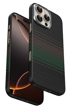 Fuchsia iPhone 16 Pro Max Kevlar Manyetik Şarj Uyumlu Kılıf