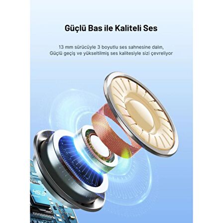 Baseus İPX4 Su Geçirmez BT5.3V Kristal Sesli Mikrofonlu Bluetooth Kulaklık, Uzun Şarjlı 13mm Sürücülü