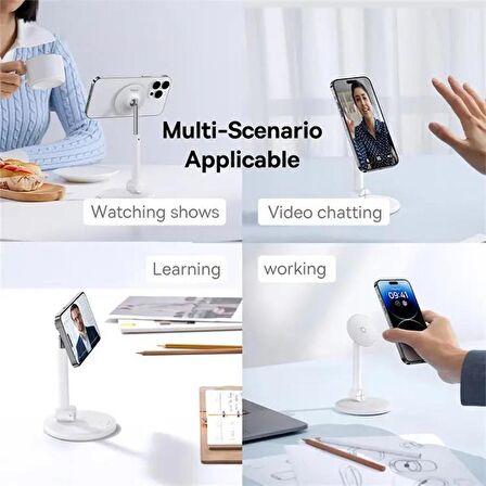 Baseus Yükseklik Ayarlık Magsafe İle Uyumlu Ultra Sağlam Telefon Tutucu Stand, Oynar Başlıklı Telefon Tablet Standı