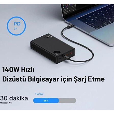 Baseus Dijital Led Göstergeli Ultra Hızlı 140W 24000mah Powerbank Telefon Macbook Laptop Şarj Cihazı