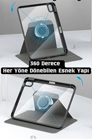iPad 11. Nesil A16 2025 Uyumlu 360° Dönebilen Yatay Dikey Standlı Fuchsia Pino Tablet Kılıfı