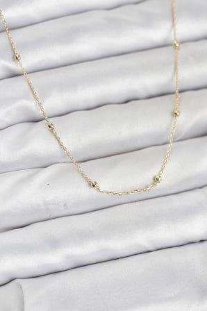 CM 14K Gold Renk Minik Top Zincirli Kadın Kolye -