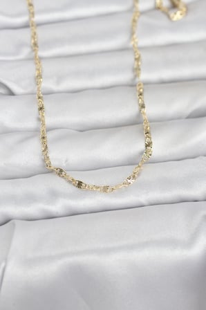 CM 14K Gold Renk Lazerli Gemici Zincir Model 60 cm Kadın Kolye -