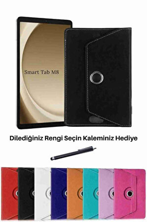 Smart Tab M8 Uyumlu 2ghz 2 32,8 1280x800 Ips 8" Standlı 360° Dönebilen Deri Tablet Kılıfı