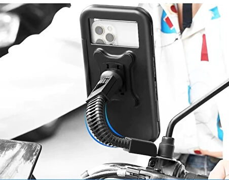 M3B Su Geçirmez Motosiklet Telefon Tutucu Dikiz Aynası Tutucu Stand Braketi Kaymaz 360 Derece