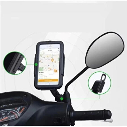 M3B Su Geçirmez Motosiklet Telefon Tutucu Dikiz Aynası Tutucu Stand Braketi Kaymaz 360 Derece