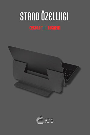 iPad Pro 11 2024 Uyumlu Fuchsia Touch Padli Bluetoothlu Klavyeli Standlı Tablet Kılıfı