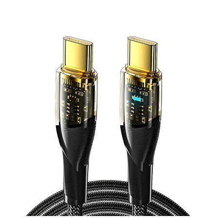 Essager Led Işıklı 2 Metre QC4.0 PD 100W Type C to Type C Şarj Kablosu 480Mbps Veri Aktarım Şarj Akım Korumalı