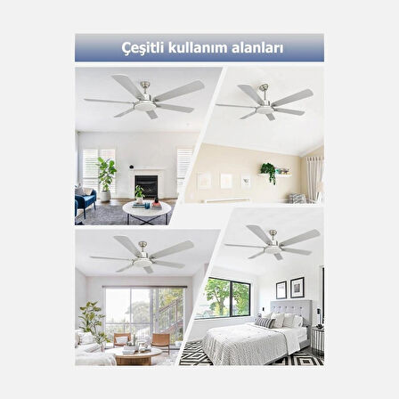 Dlc Grecale Bakır Motor 148cm Led Tavan Vantilatörü Mat Krom